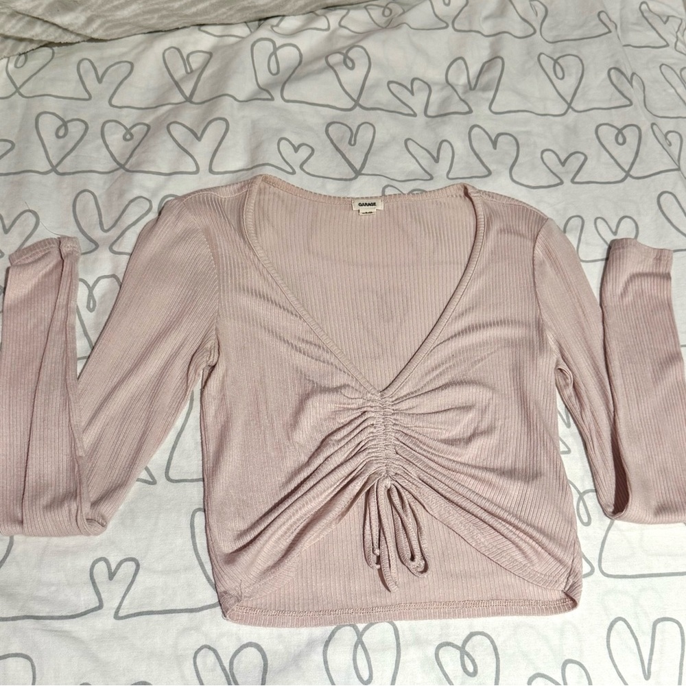 Garage Pink Long Sleeve Ruched Top